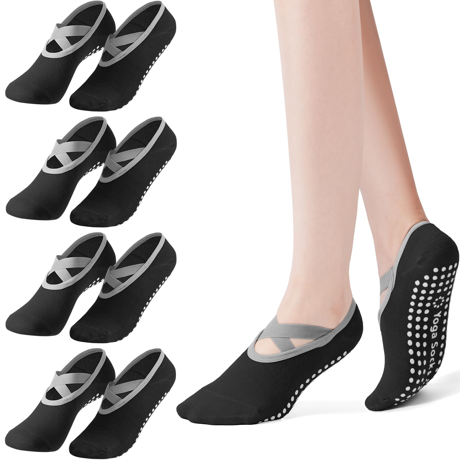 Medias Para Pilates Y Yoga - 4-pack dames pilates sokken, antislip yogasokken,